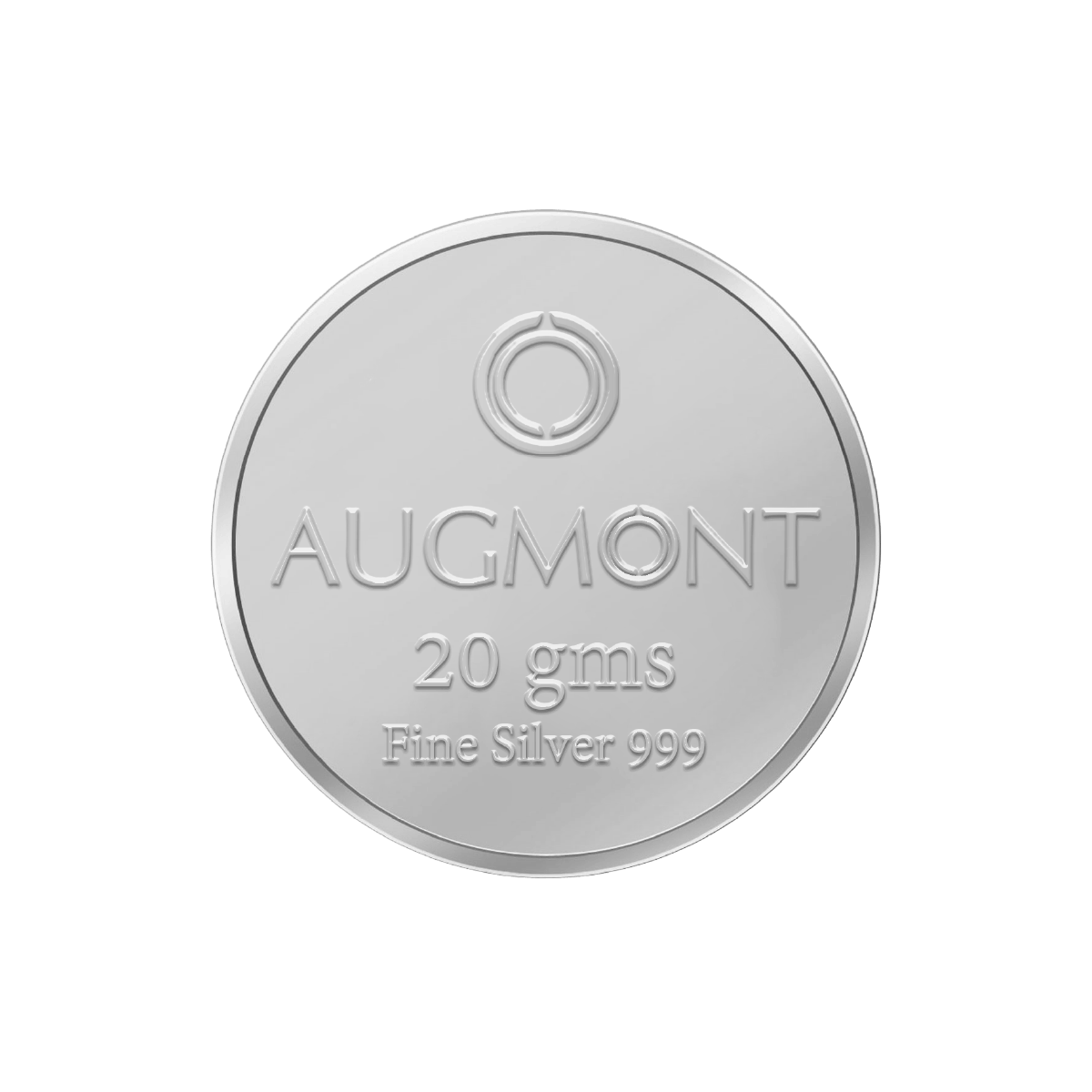 Augmont 20 gram fine silver coin, 999 purity
